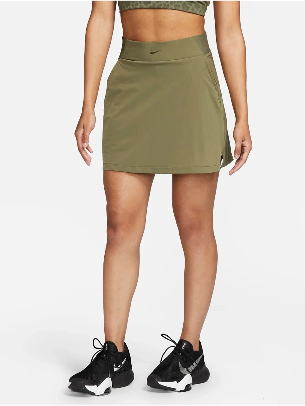 Nike Dri-FIT Bliss Luxe High-Waisted Training Skort Large Olive Green